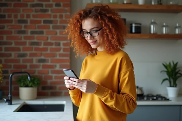 Jeune femme saisissant ses coordonnées bancaires sur Free Mobile pour changer la date de prélèvement
