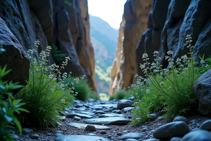 Les Portes de Fer, passage le plus étroit des Gorges de Samaria, avec des falaises verticales à quelques mètres de distance en Crète